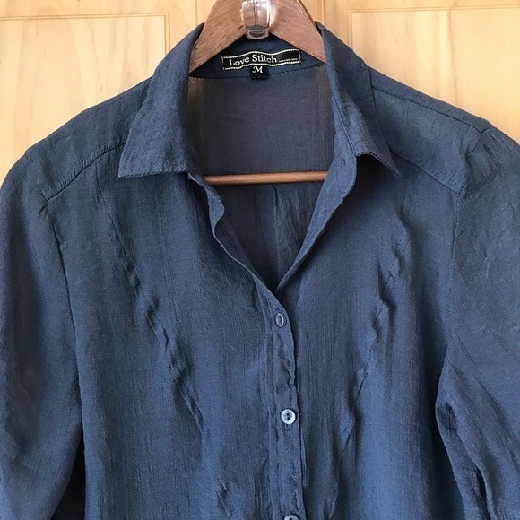 LOVE Stitch tunic top with roll tab sleeves size medium - Picture 4 of 9